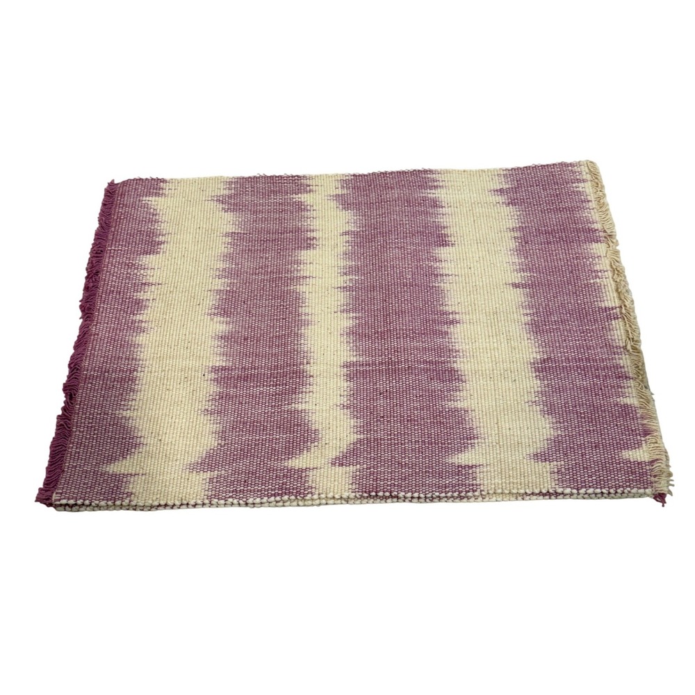 Vintage Woven Purple Ikat Placemats Set of 4 Fringed Boho Table Decor